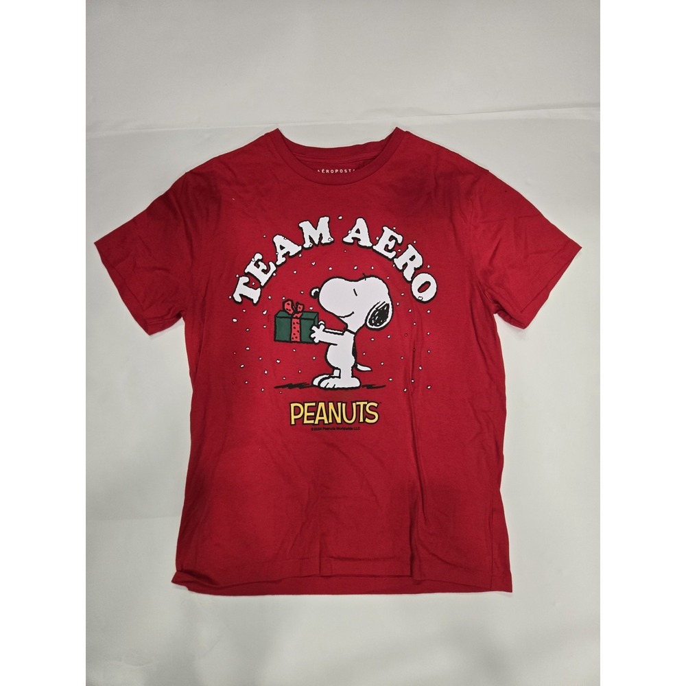 Aeropostale Peanuts Snoopy Team Aero Graphic T-Shirt Red Men's Medium‎